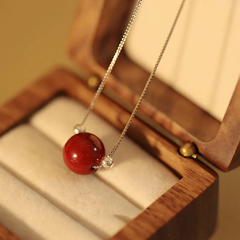 Mythstone 925 Sterling Silver Cinnabar Bead Calm Blessing Necklace Pendant - Image 5