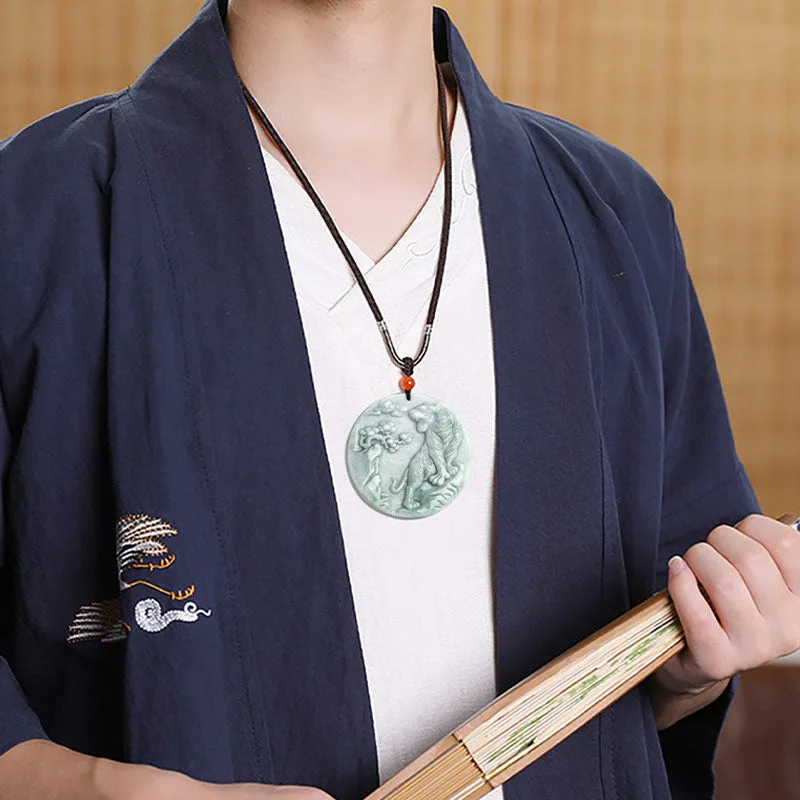 Mythstone Chinese Zodiac Tiger Jade Protection Necklace String Pendant - Image 4