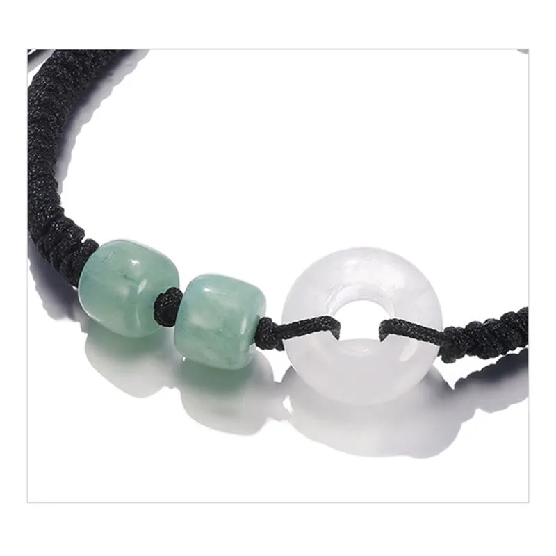 Mythstone 2Pcs Green Aventurine White Jade Peace Buckle Luck Braided Couple Bracelet - Image 16