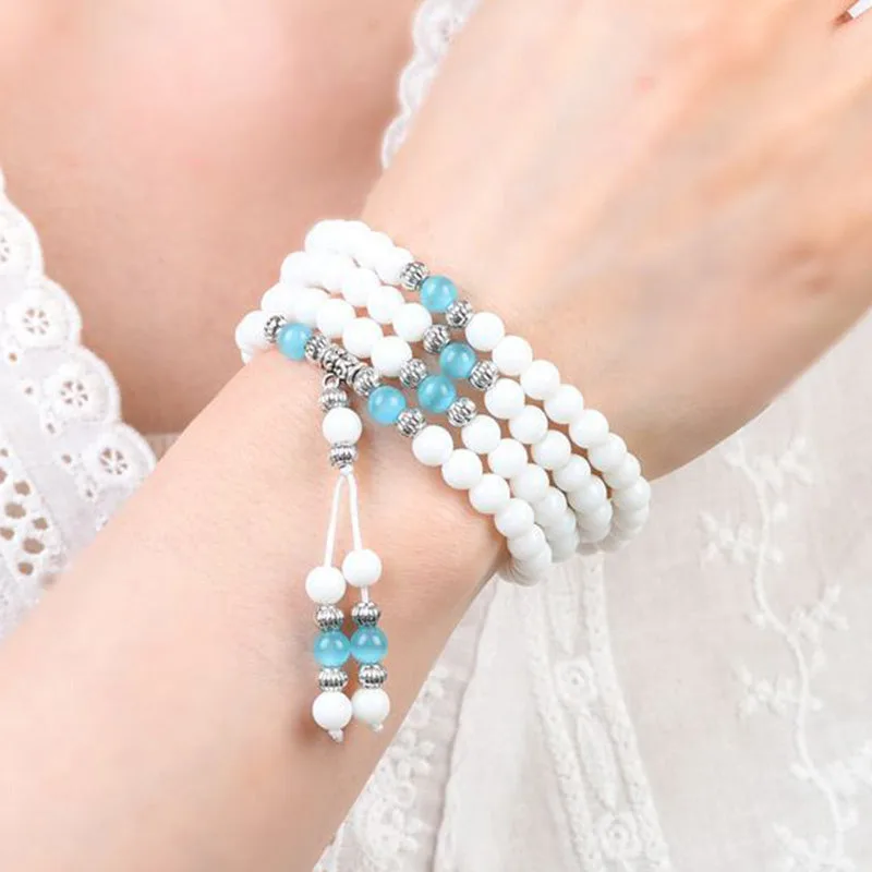 Mythstone Tibetan Tridacna Stone Harmony Mala Bracelet - Image 7