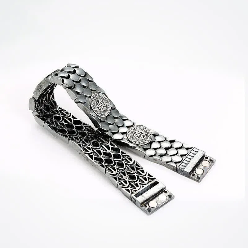 Mythstone 925 Sterling Silver Dragon Scales Luck Success Bracelet Bangle - Image 4
