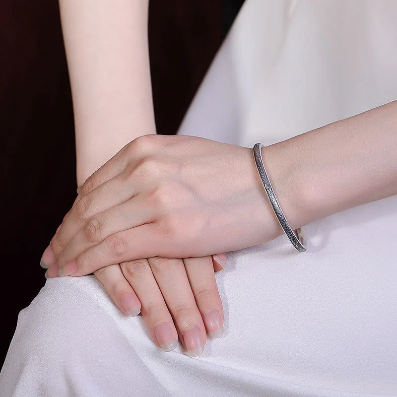 Mythstone Vintage 999 Sterling Silver Auspicious Clouds Design Luck Bracelet Bangle - Image 6