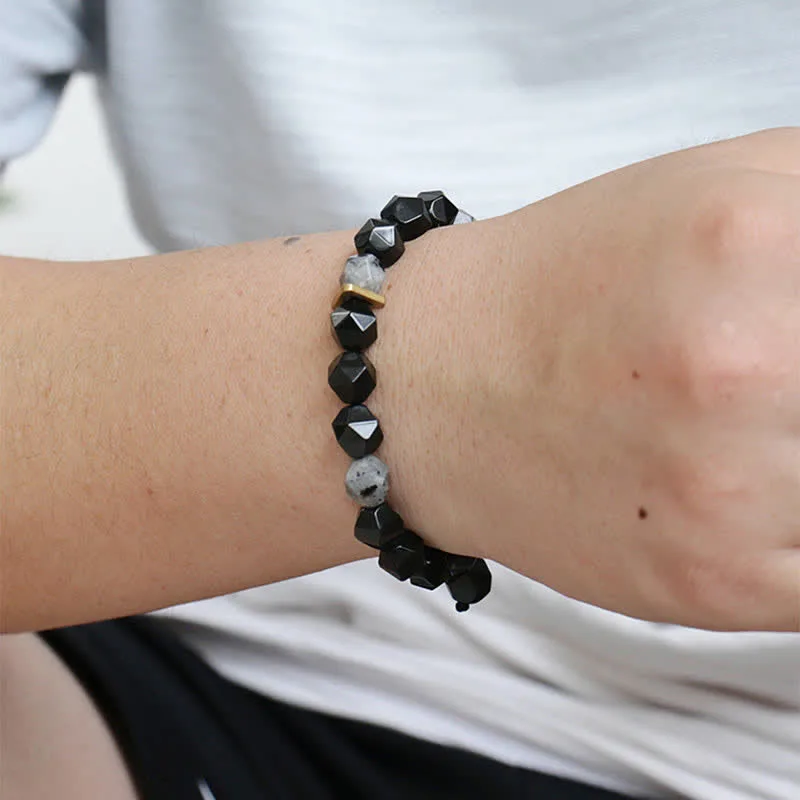 Mythstone Black Obsidian Black Glitter Stone Purification Bracelet - Image 4