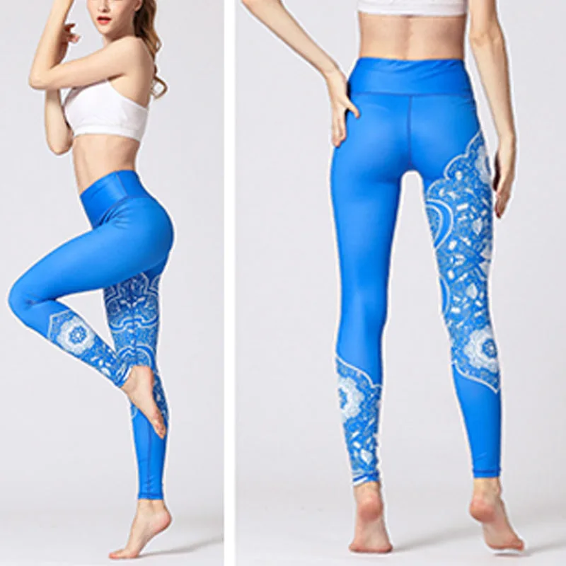Mythstone Lines Weeds Sakura Flowers Black Tree Print Pants Sports Fitness Yoga Leggings Women's Yoga Pants - Image 2