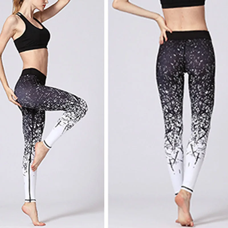 Mythstone Lines Weeds Sakura Flowers Black Tree Print Pants Sports Fitness Yoga Leggings Women's Yoga Pants - Image 8