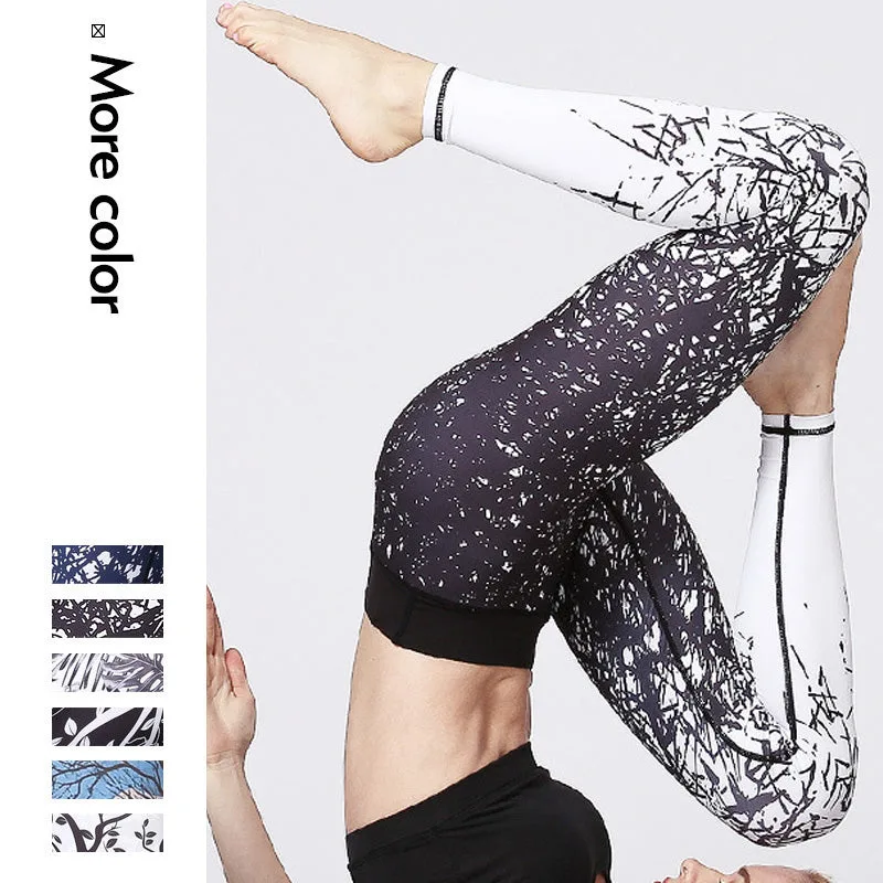 Mythstone Lines Weeds Sakura Flowers Black Tree Print Pants Sports Fitness Yoga Leggings Women's Yoga Pants - Image 12
