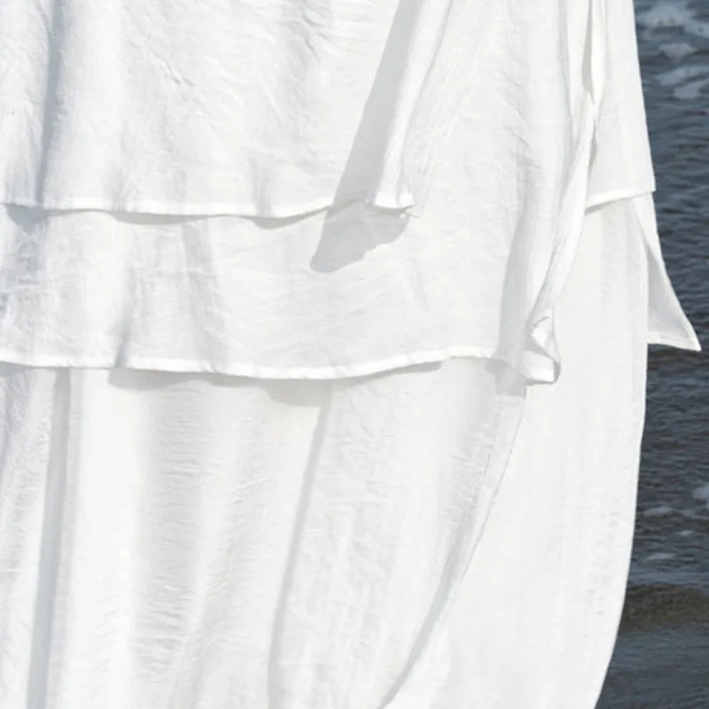 Mythstone 2Pcs White Tai Chi Meditation Yoga Zen Cotton Linen Clothing Top Pants Women's Set - Image 9