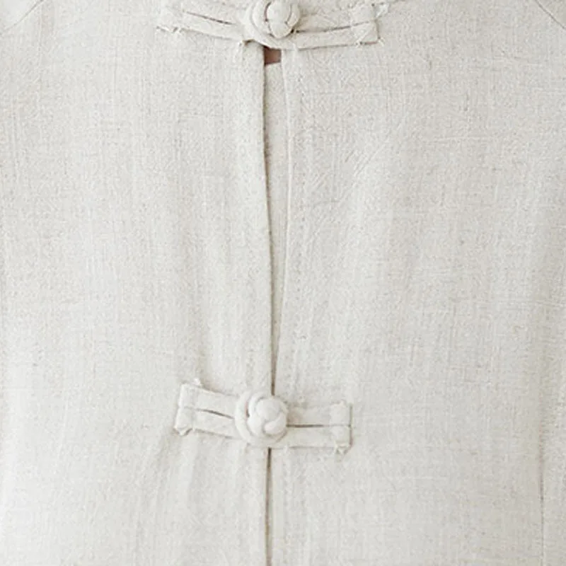 Mythstone 2Pcs Chinese Frog Button Design Zen Tai Chi Meditation Clothing Cotton Linen Top Pants Women's Set - Image 8