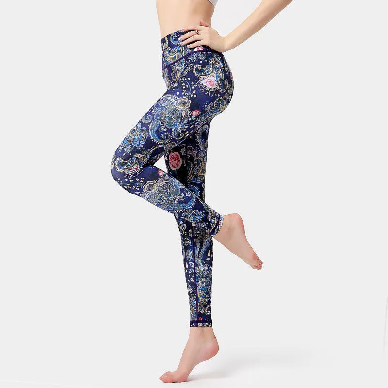Mythstone Flowers Leaves Birds Print Pants Sports Fitness Yoga Dance Leggings Women's Yoga Pants - Image 10
