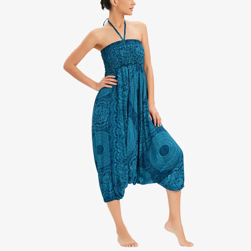 Mythstone Two Style Wear Round Geometric Loose Casual Harem Trousers Jumpsuit Women's Yoga Pants - Image 8