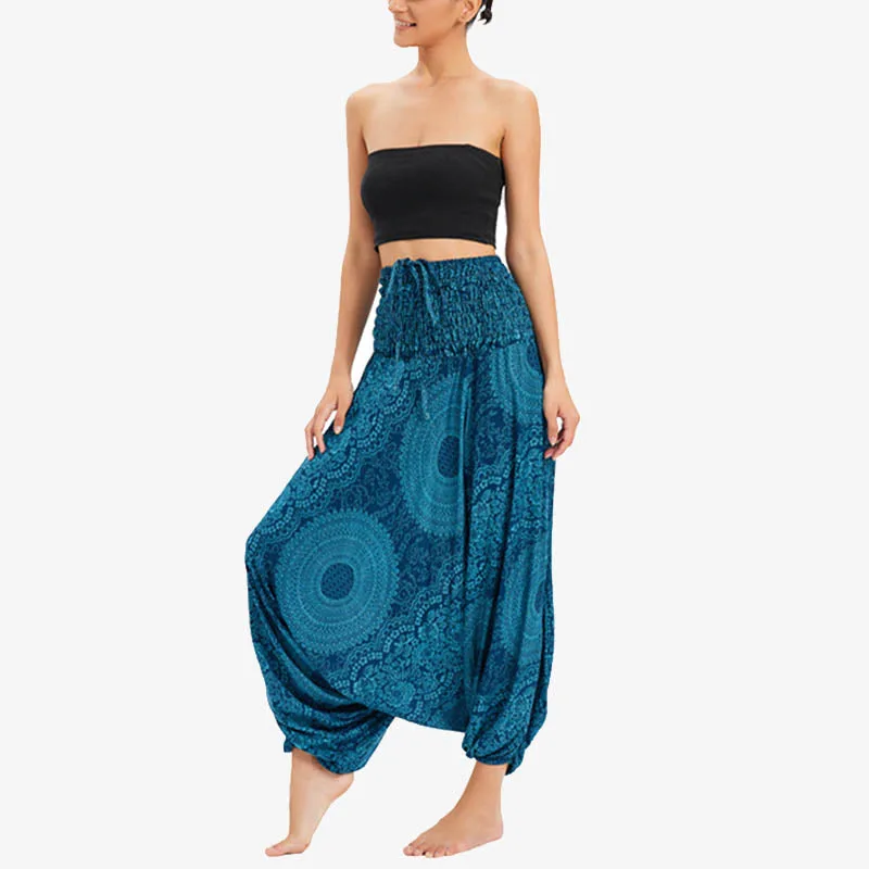 Mythstone Two Style Wear Round Geometric Loose Casual Harem Trousers Jumpsuit Women's Yoga Pants - Image 4