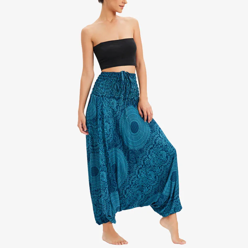 Mythstone Two Style Wear Round Geometric Loose Casual Harem Trousers Jumpsuit Women's Yoga Pants - Image 3