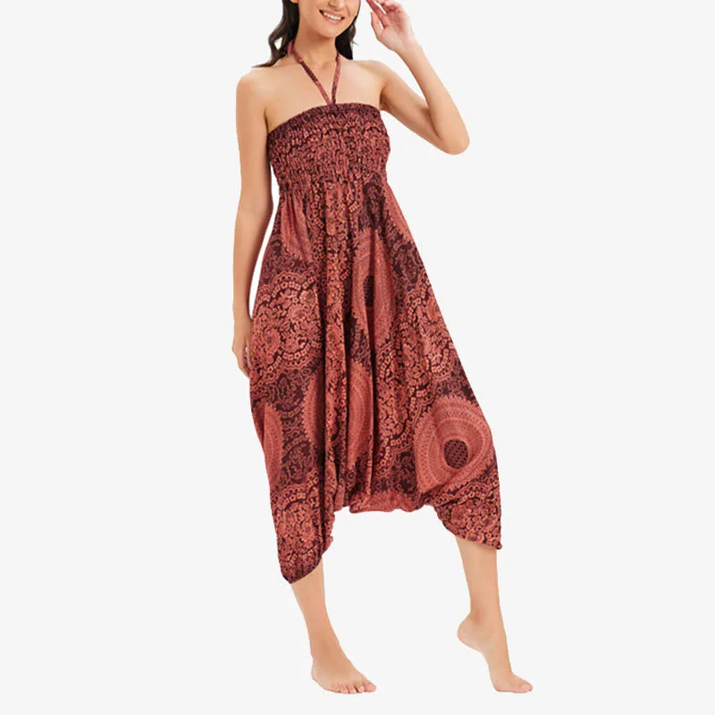 Mythstone Two Style Wear Round Geometric Loose Casual Harem Trousers Jumpsuit Women's Yoga Pants - Image 15