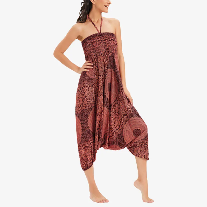 Mythstone Two Style Wear Round Geometric Loose Casual Harem Trousers Jumpsuit Women's Yoga Pants - Image 14