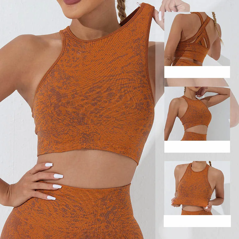 Mythstone Seamless Fitness Crop Tank Top High Waist Leggings Pants Sports Gym Yoga Outfits - Image 4