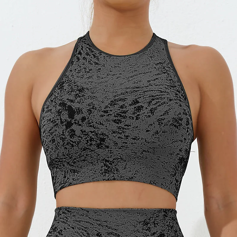 Mythstone Seamless Fitness Crop Tank Top High Waist Leggings Pants Sports Gym Yoga Outfits - Image 9