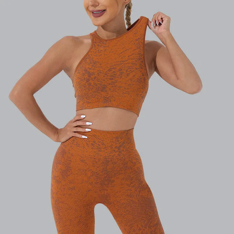 Mythstone Seamless Fitness Crop Tank Top High Waist Leggings Pants Sports Gym Yoga Outfits - Image 3