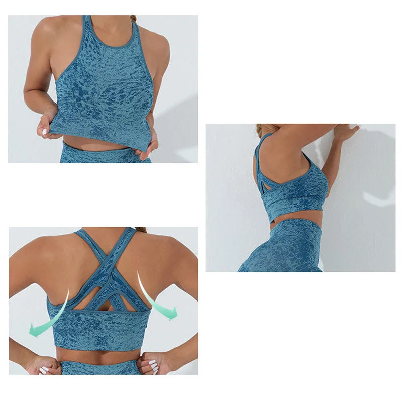 Mythstone Seamless Fitness Crop Tank Top High Waist Leggings Pants Sports Gym Yoga Outfits - Image 21