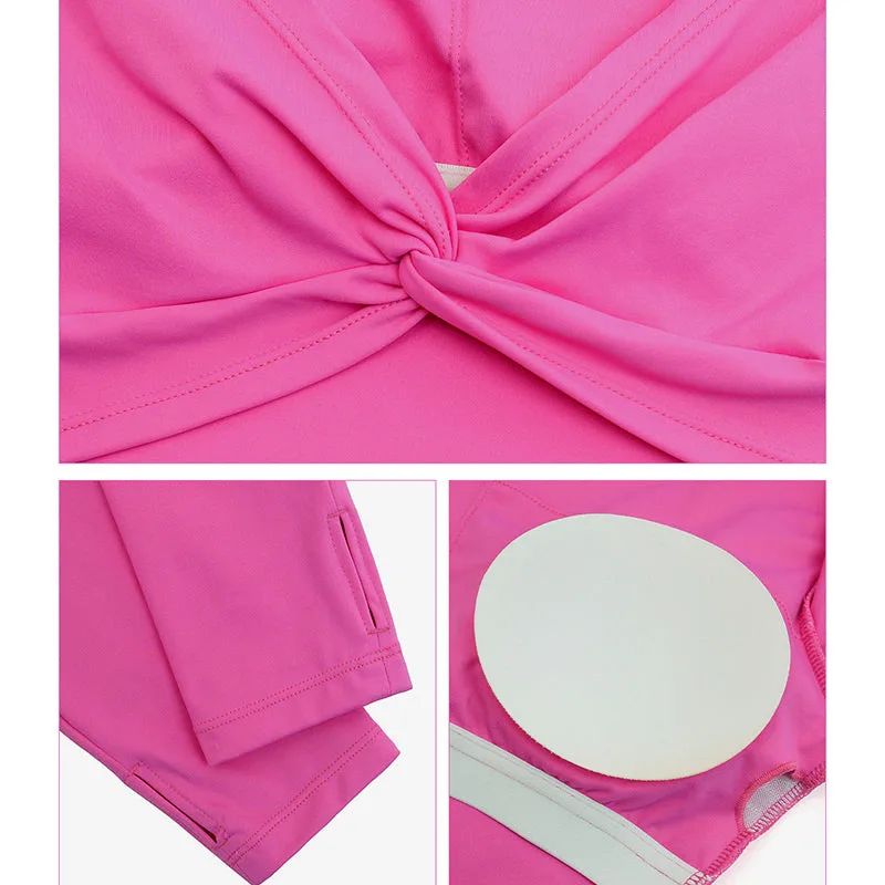 Mythstone Women Workout Long Sleeve Crisscross Backless Top Tee Leggings Sports Fitness Yoga Outfit - Image 22