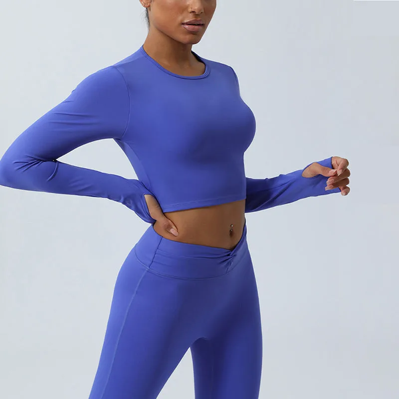 Mythstone Women Workout Long Sleeve Crisscross Backless Top Tee Leggings Sports Fitness Yoga Outfit - Image 9