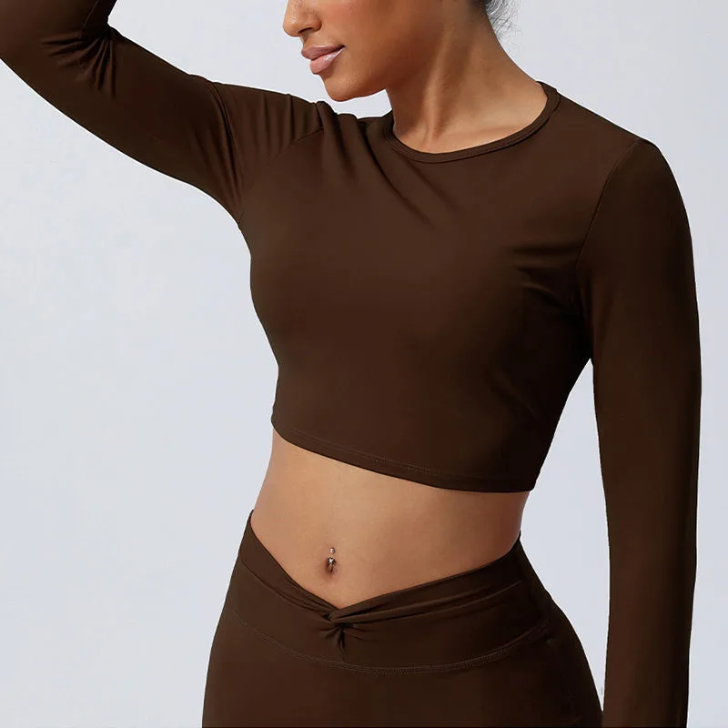 Mythstone Women Workout Long Sleeve Crisscross Backless Top Tee Leggings Sports Fitness Yoga Outfit - Image 26