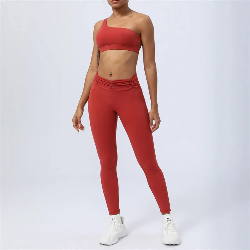 Mythstone 2Pcs Backless Asymmetrical Design Top Bra Shorts Leggings Pants Fitness Yoga Outfit Set - Image 12