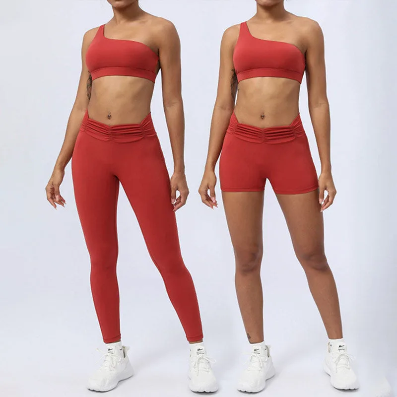 Mythstone 2Pcs Backless Asymmetrical Design Top Bra Shorts Leggings Pants Fitness Yoga Outfit Set - Image 9