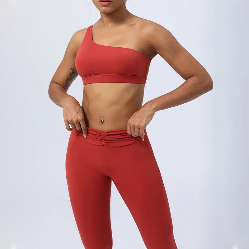 Mythstone 2Pcs Backless Asymmetrical Design Top Bra Shorts Leggings Pants Fitness Yoga Outfit Set - Image 14