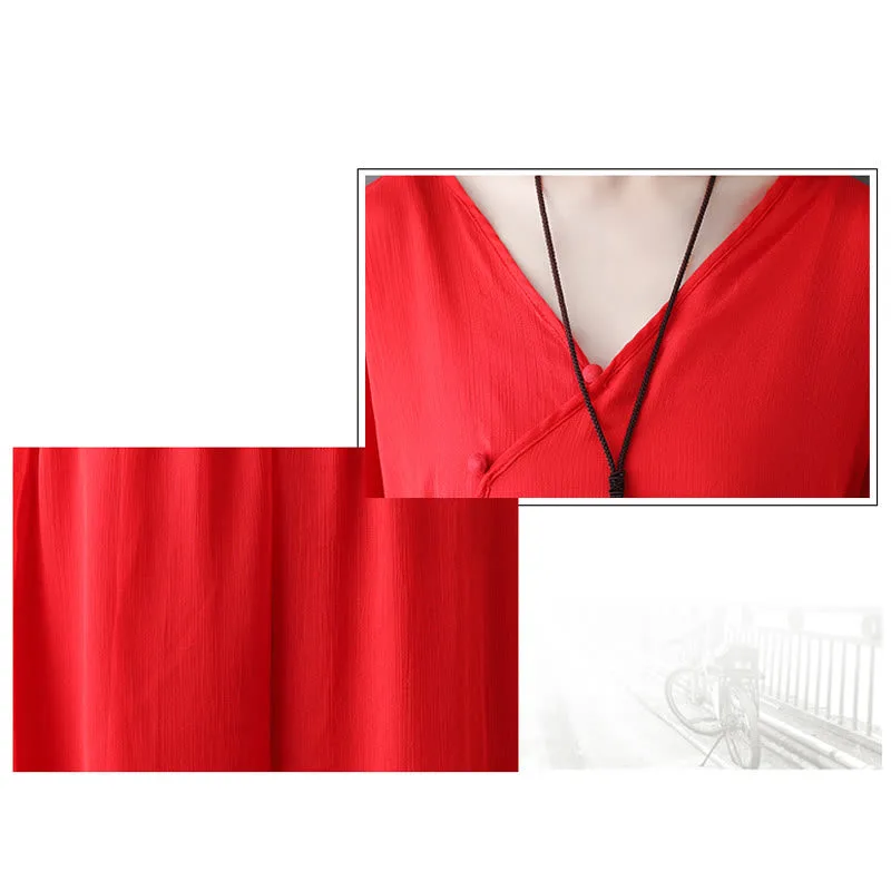 Mythstone V-Neck Midi Tunic Dress Wide Leg Pants Meditation Zen Practice Dance Clothing - Image 20