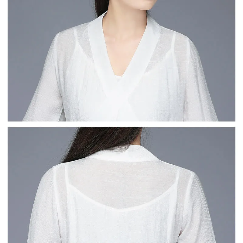 Mythstone Hanfu Style Midi Dress Wide Leg Pants Meditation Zen Practice Yoga Dance Clothing - Image 10