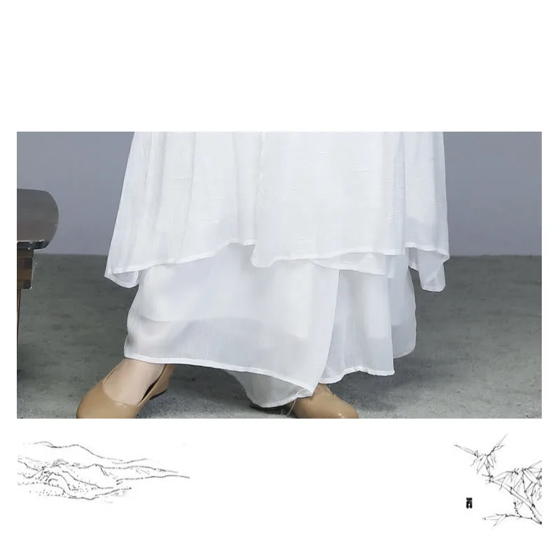 Mythstone Hanfu Style Midi Dress Wide Leg Pants Meditation Zen Practice Yoga Dance Clothing - Image 11