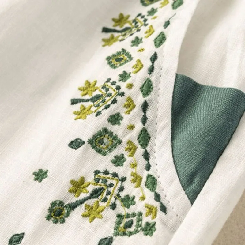 Mythstone Vintage Embroidery Elastic Waist Harem Pants With Pockets - Image 8