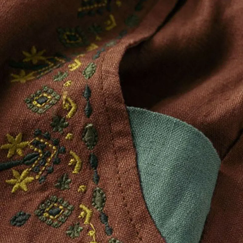 Mythstone Vintage Embroidery Elastic Waist Harem Pants With Pockets - Image 12