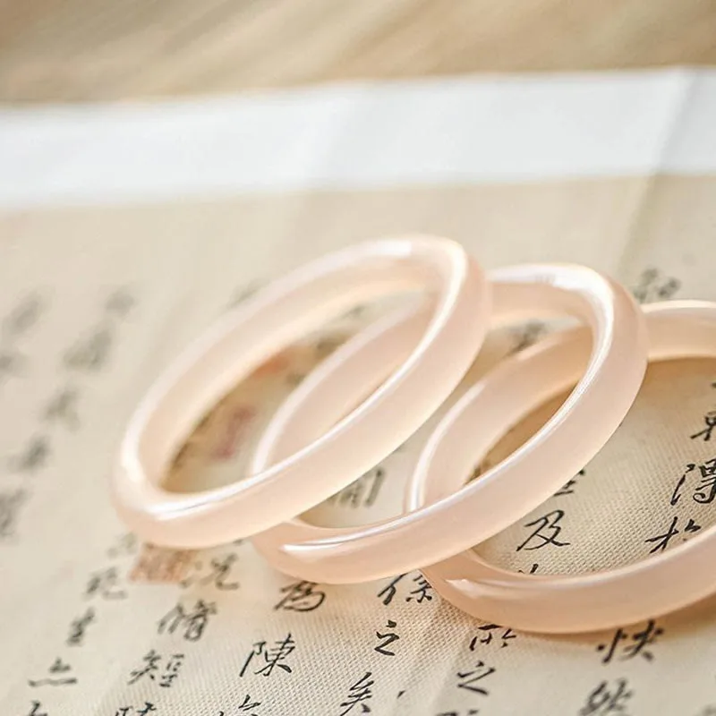 Mythstone Natural Dusty Rose Pink Jade Self-Love Bracelet Bangle - Image 2