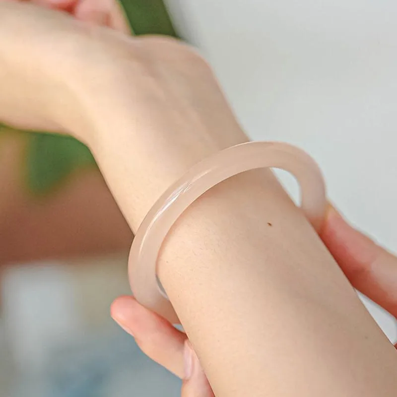 Mythstone Natural Dusty Rose Pink Jade Self-Love Bracelet Bangle - Image 3