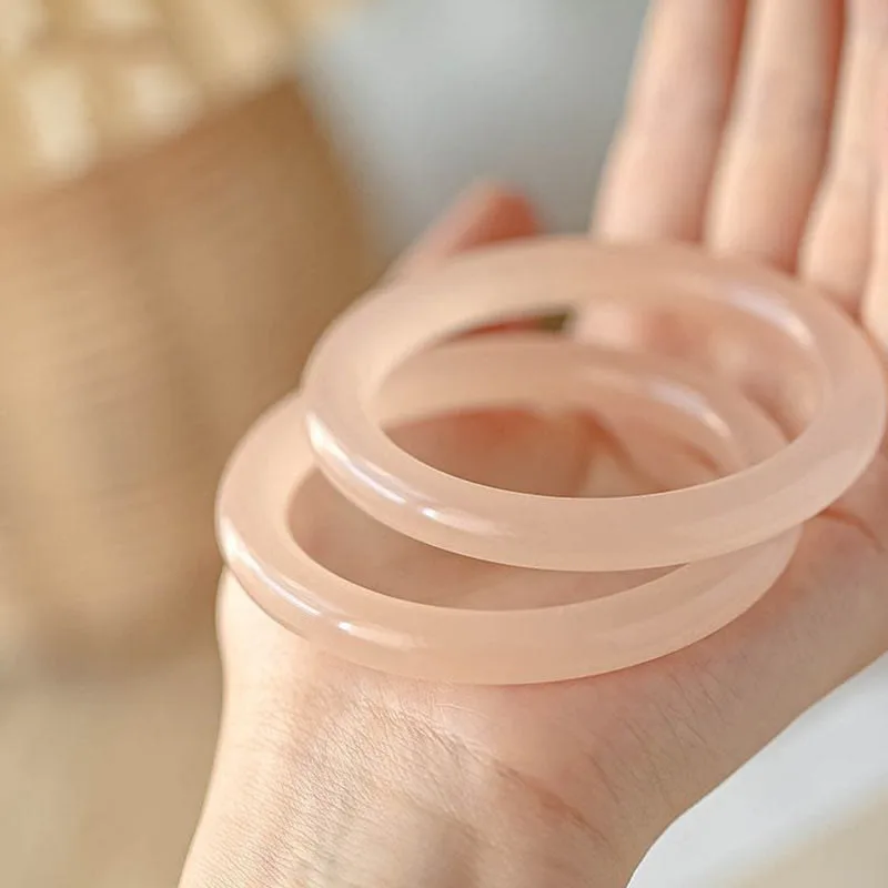 Mythstone Natural Dusty Rose Pink Jade Self-Love Bracelet Bangle - Image 4