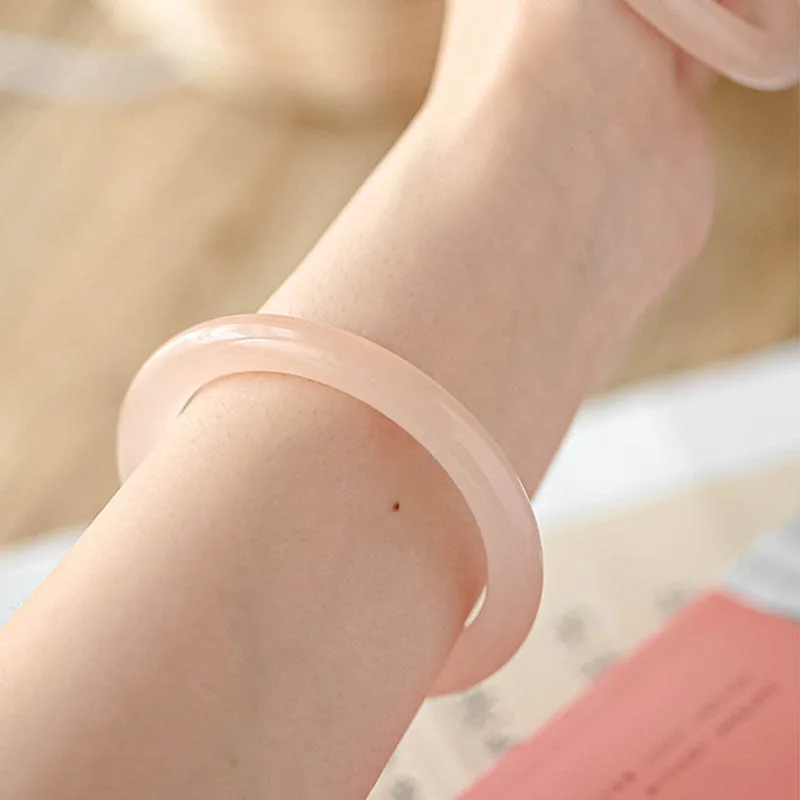 Mythstone Natural Dusty Rose Pink Jade Self-Love Bracelet Bangle - Image 8