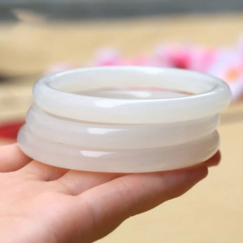 Mythstone Natural White Green Jade Luck Prosperity Bracelet Bangle - Image 7