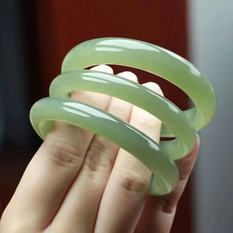 Mythstone Natural White Green Jade Luck Prosperity Bracelet Bangle - Image 11