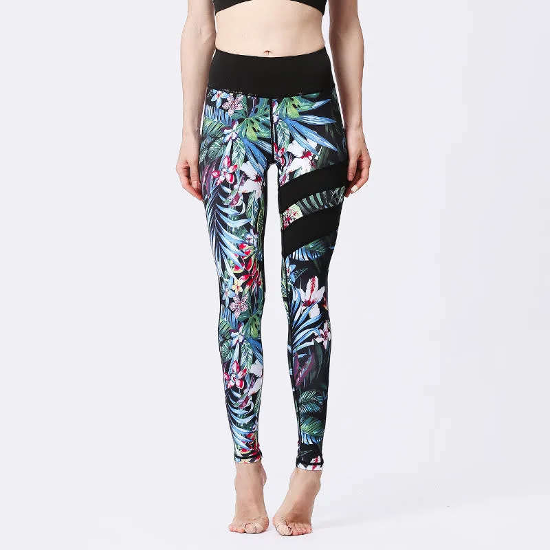 Mythstone Flower Petal Leaves Print Sports Exercise Fitness High Waist Leggings Women's Yoga Pants - Image 20