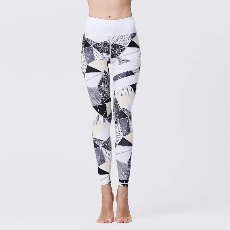 Mythstone Flower Petal Leaves Print Sports Exercise Fitness High Waist Leggings Women's Yoga Pants - Image 44