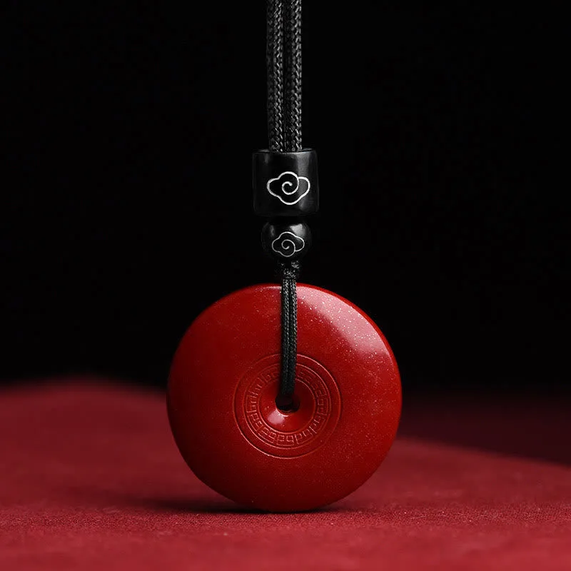 Mythstone Natural Cinnabar Lotus Peace Buckle Blessing Necklace String Pendant - Image 9