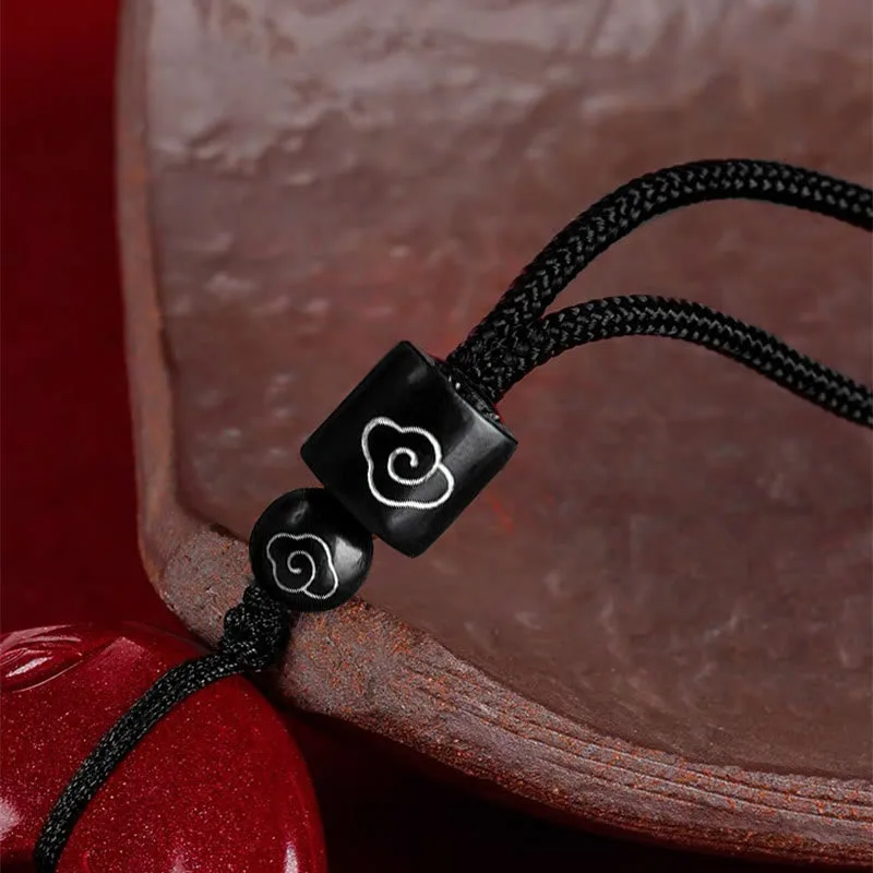 Mythstone Natural Cinnabar Lotus Peace Buckle Blessing Necklace String Pendant - Image 5