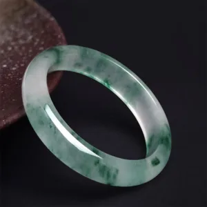 Mythstone Natural Jade Floating Flower Luck Bracelet Bangle