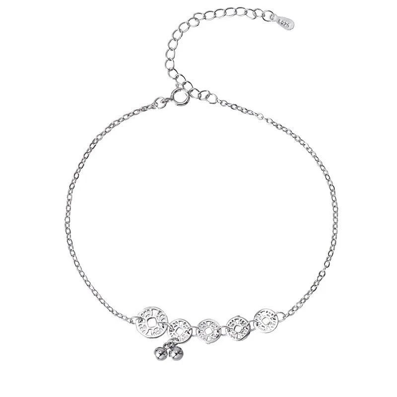 Mythstone 925 Sterling Silver Copper Coins Bells Protection Metal Anklet - Image 13