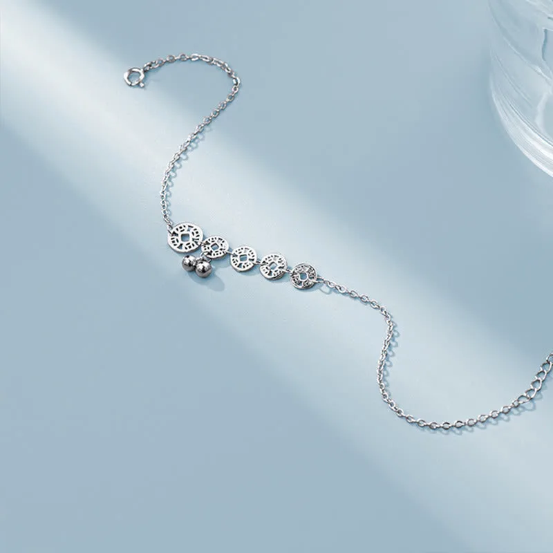 Mythstone 925 Sterling Silver Copper Coins Bells Protection Metal Anklet - Image 7