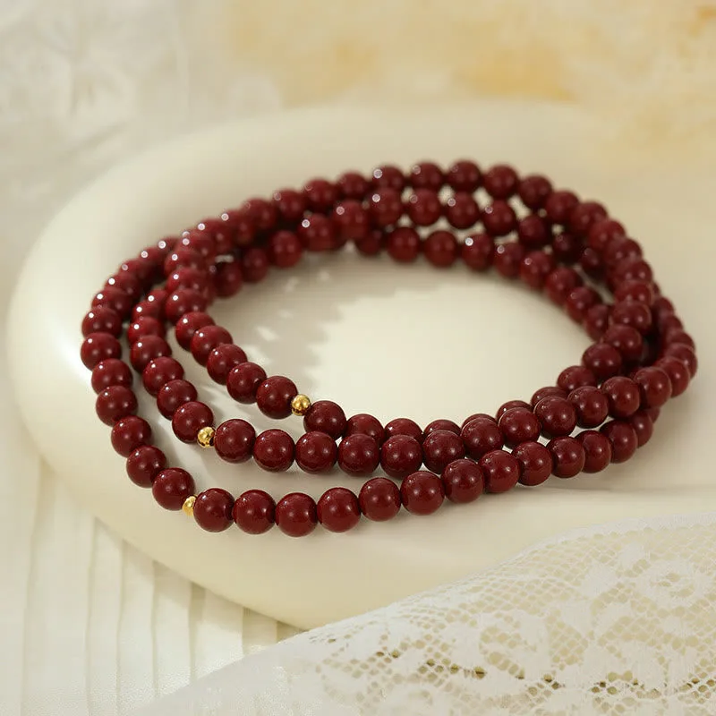 Mythstone 925 Sterling Silver Cinnabar Beads Blessing Anklet - Image 2