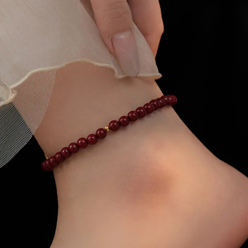 Mythstone 925 Sterling Silver Cinnabar Beads Blessing Anklet - Image 7