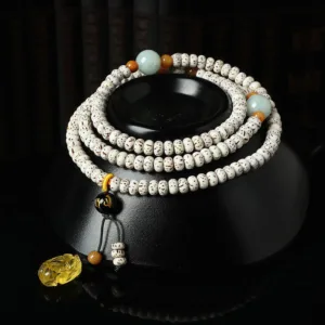 Mythstone Tibetan Bodhi Seed Amber Agate Wealth Bracelet