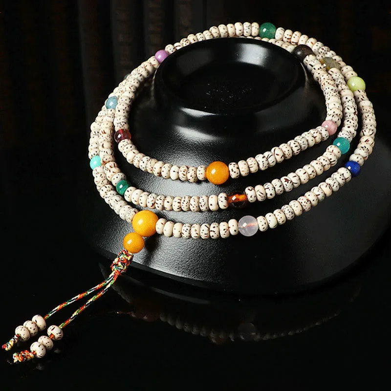 Mythstone Tibetan Bodhi Seed Amber Agate Wealth Bracelet - Image 6